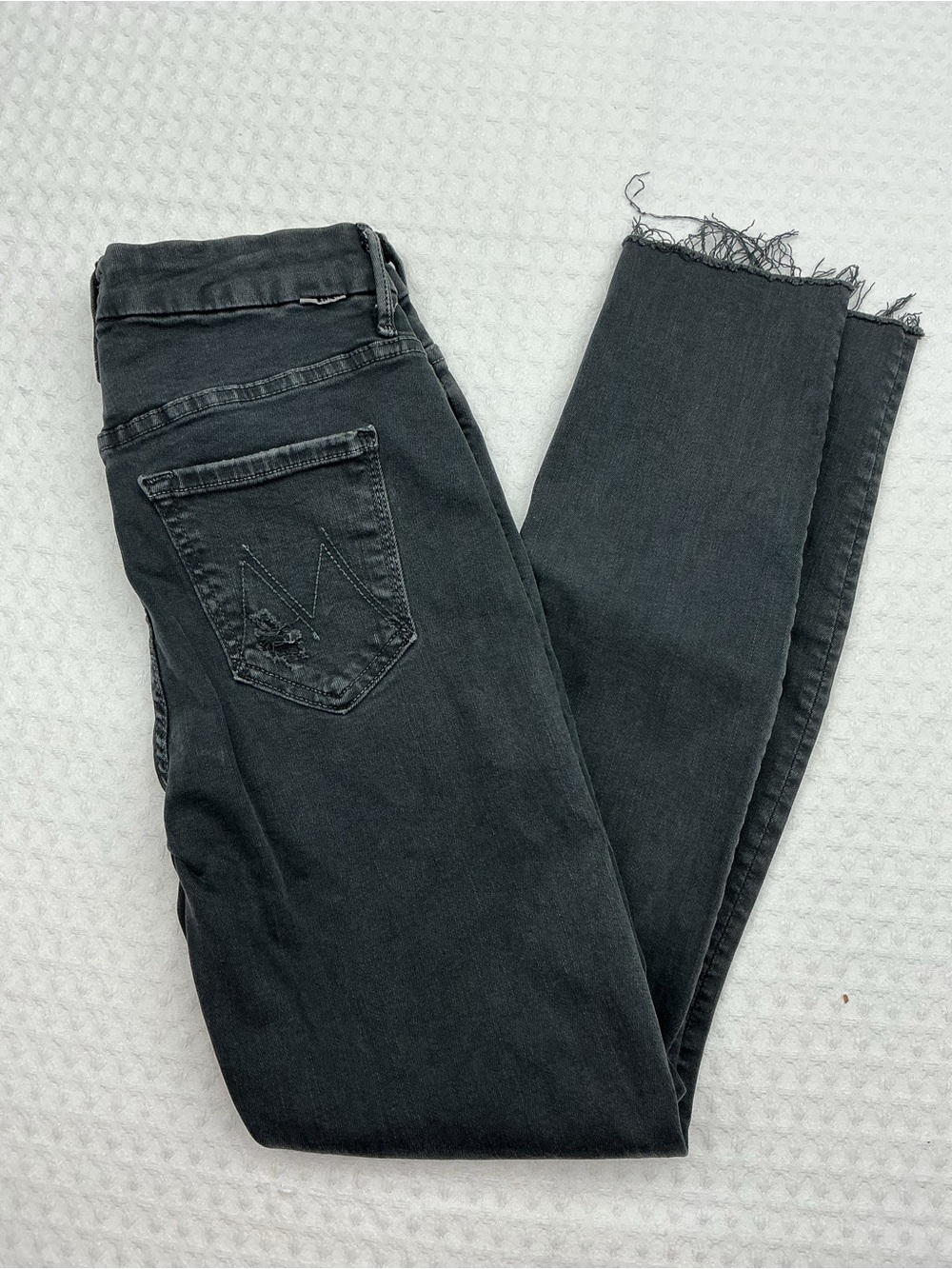 Black Women's High-Rise Raw Hem Jeans